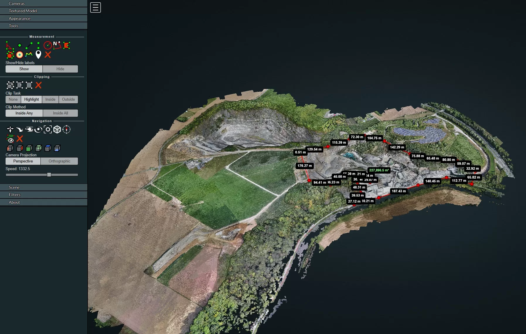 3D-model van een steengroeve gemaakt met dronebeelden door DroneView.be