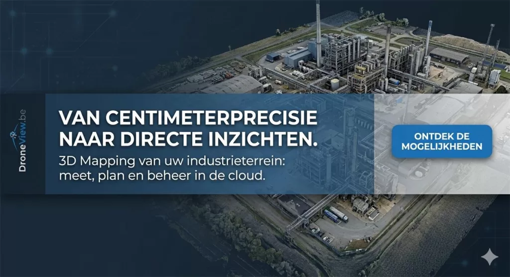 3D point cloud scan van een industrieterrein met centimeterprecisie door Droneview.be.