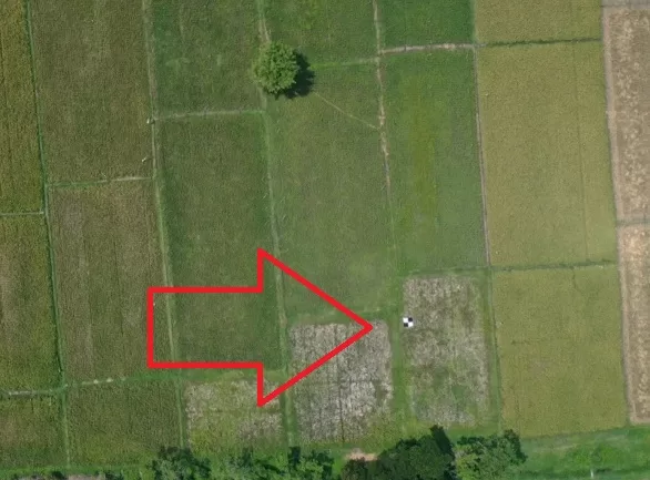 Aerial view of a GCP marker with precision indicator