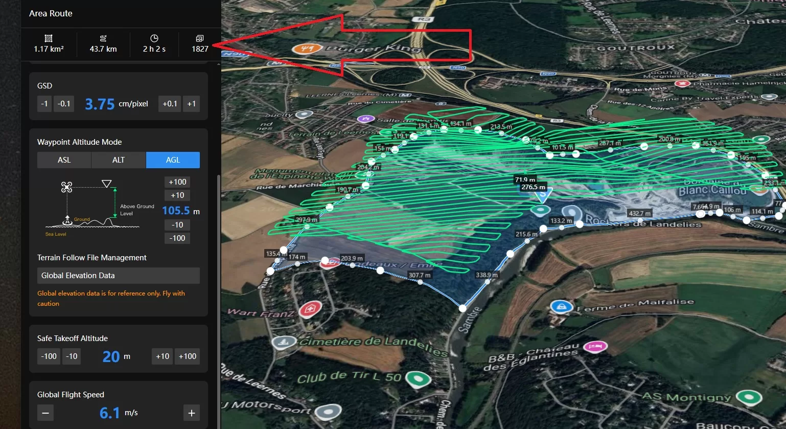Automated drone flight performed by DroneView