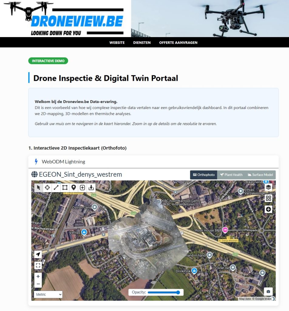 Interactive drone portal for 3D models and thermal inspections by DroneView